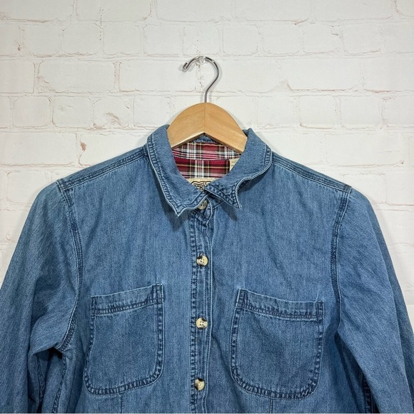 CE Schmidt Workwear Fit For Her Womens Medium Blue Denim Button Front Shirt - Picture 2 of 12